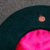Beret klasyczny Kawon - różowa podszewka